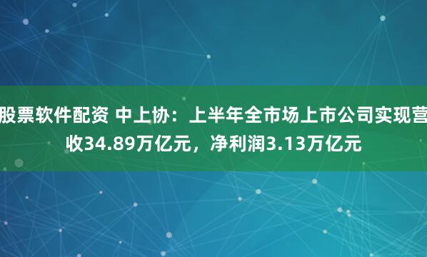 股票软件配资 中上协：上半年全市场上市公司实现营收34.89万亿元，净利润3.13万亿元